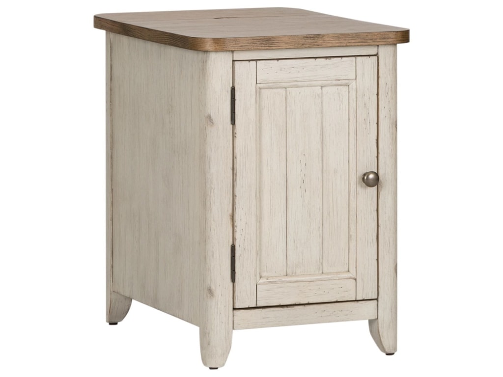 Farmhouse Reimagined Relaxed Vintage Door Chair Side Table With Built In Charging Station By Liberty Furniture At Zak S Home