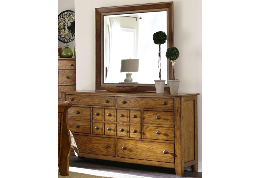 Liberty Furniture Grandpa S Cabin 175 Br Dm Dresser And Mirror Set