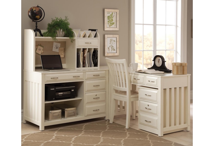 Liberty Furniture Hampton Bay White 4 Piece L Shaped Desk