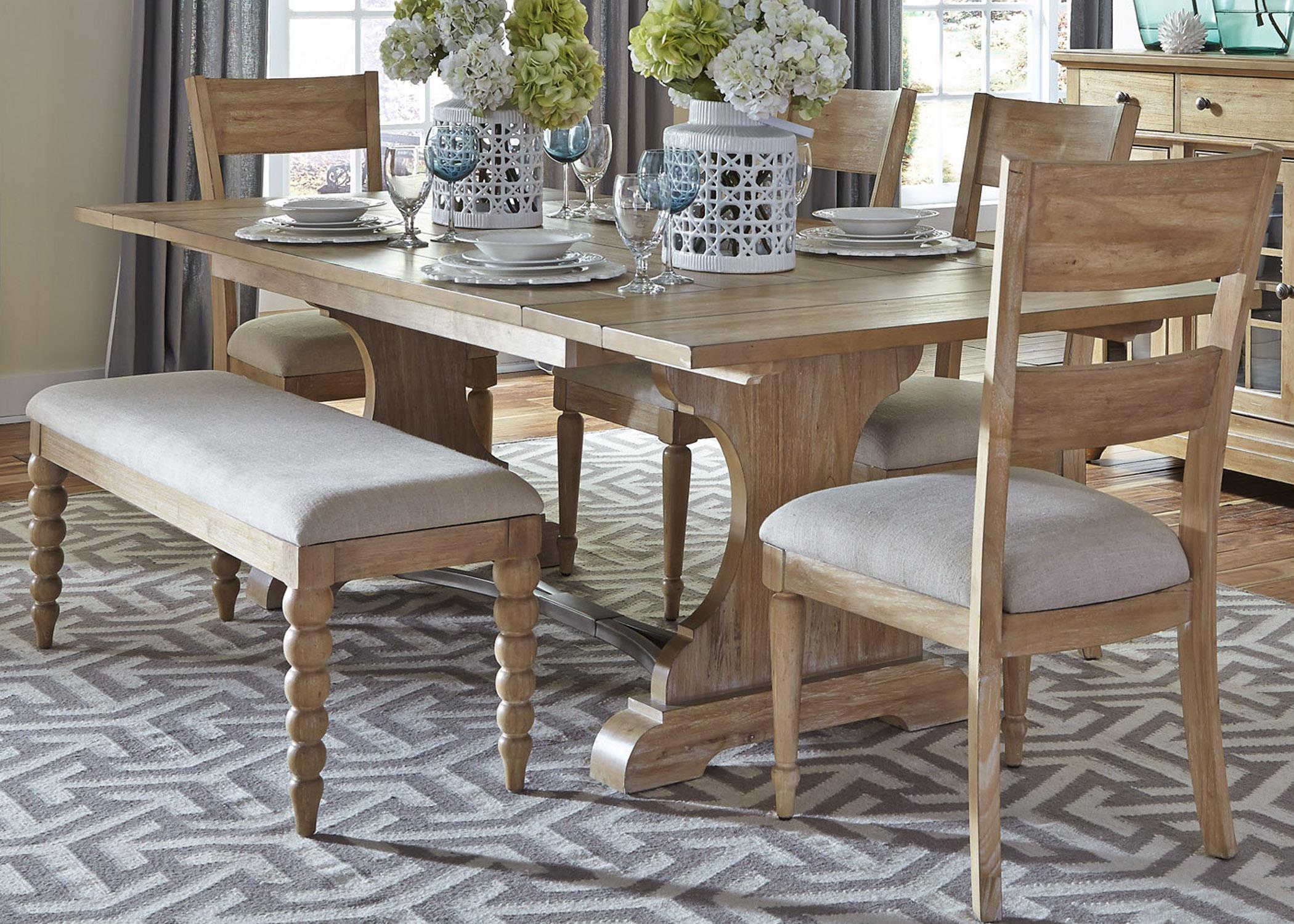 Liberty Furniture Harbor View Trestle Table With 4 Slat Back