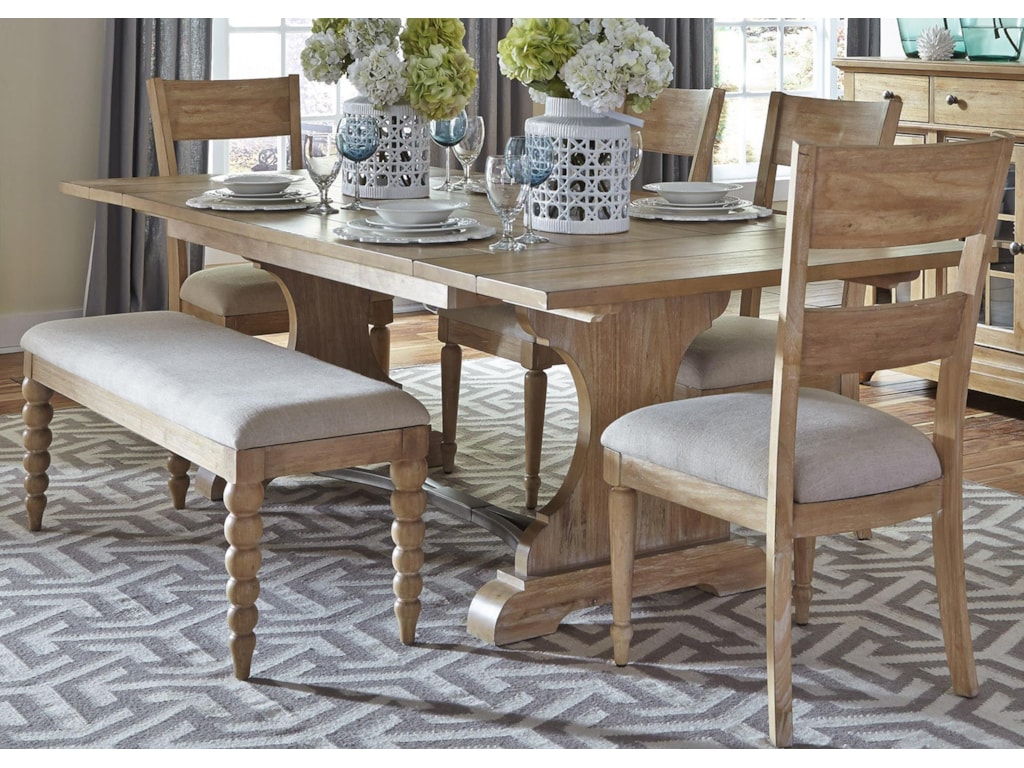 Liberty Furniture Harbor View Trestle Table With 4 Slat Back
