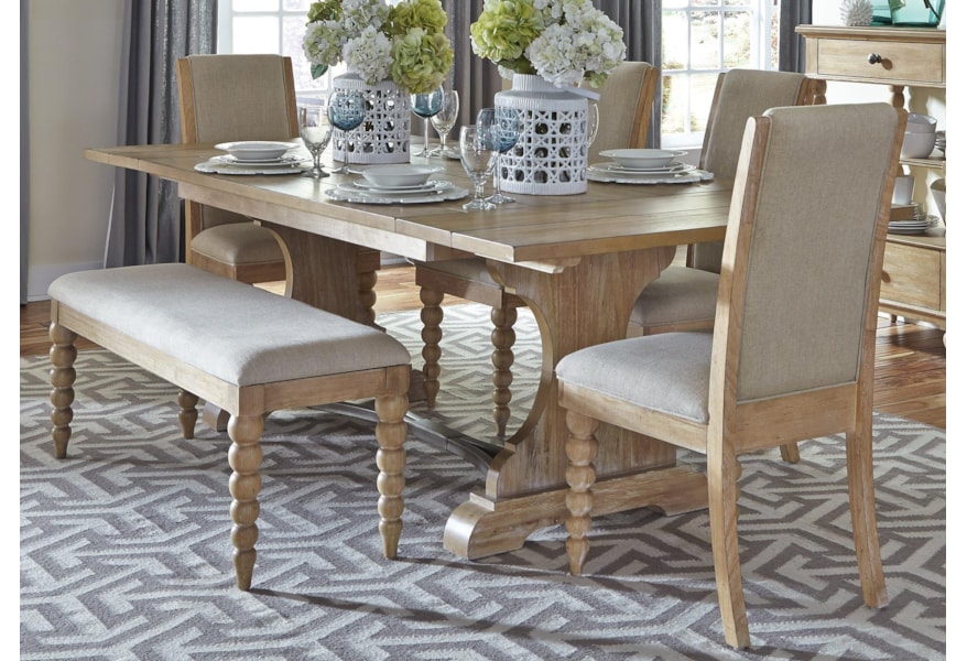 Liberty Furniture Harbor View 531 Dr O6trs Trestle Table And 4