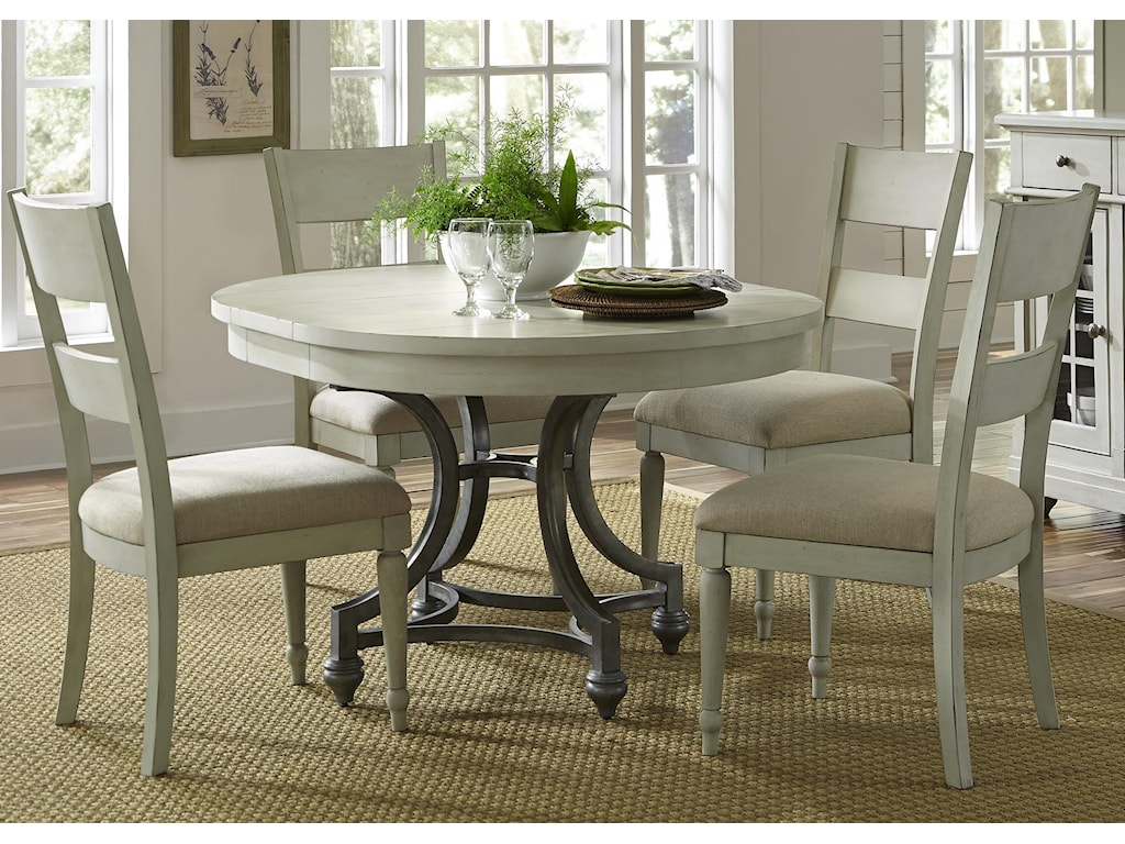 Liberty Furniture Harbor View Round Table And 4 Upholstered Chair Set Wayside Furniture Dining 5 Piece Sets