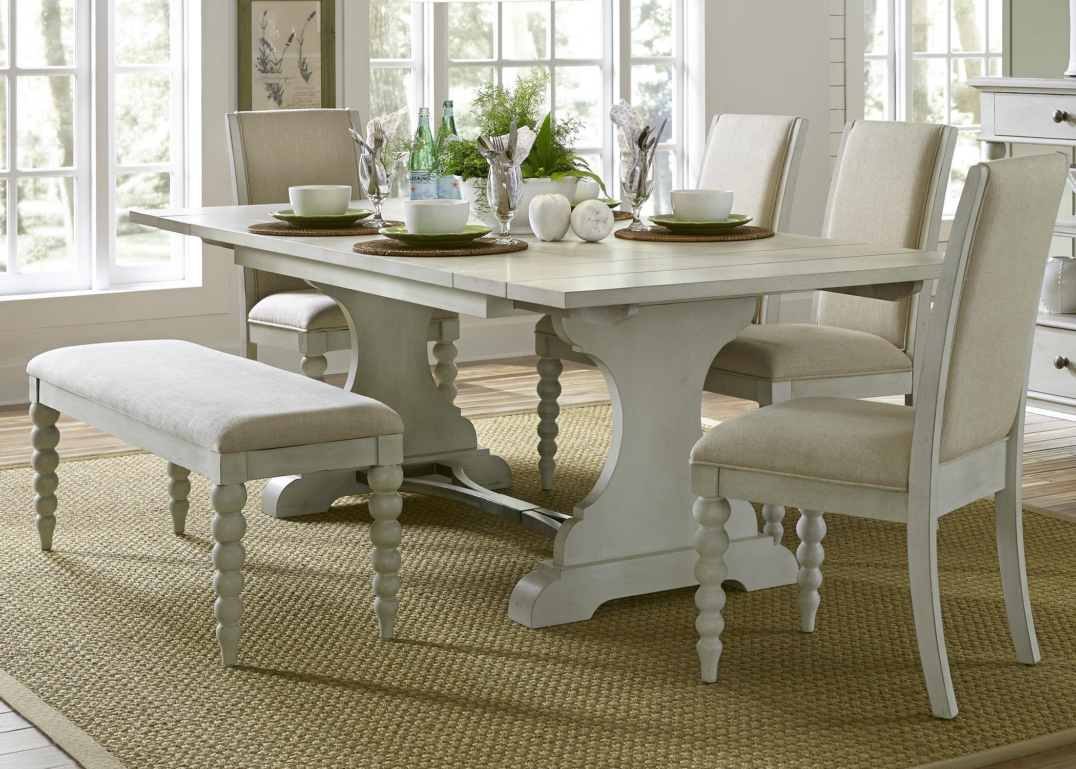 Liberty Furniture Harbor View Trestle Table And 4 Upholstered Side