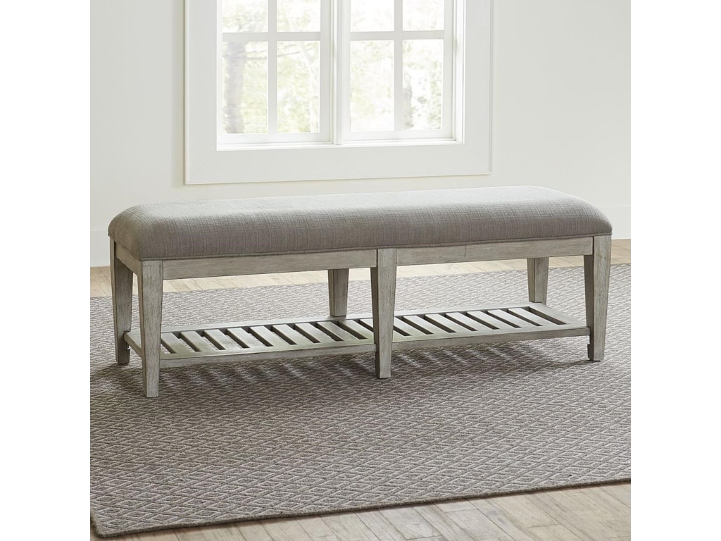 Liberty Furniture Heartland Transitional Upholstered Bed Bench With Shelf Royal Furniture Upholstered Benches