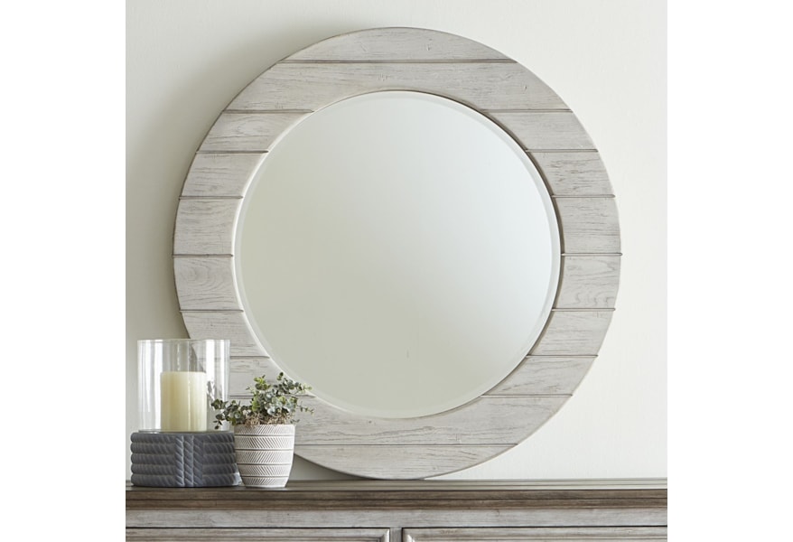 Freedom Furniture Heartland Transitional Round Mirror With Paneled