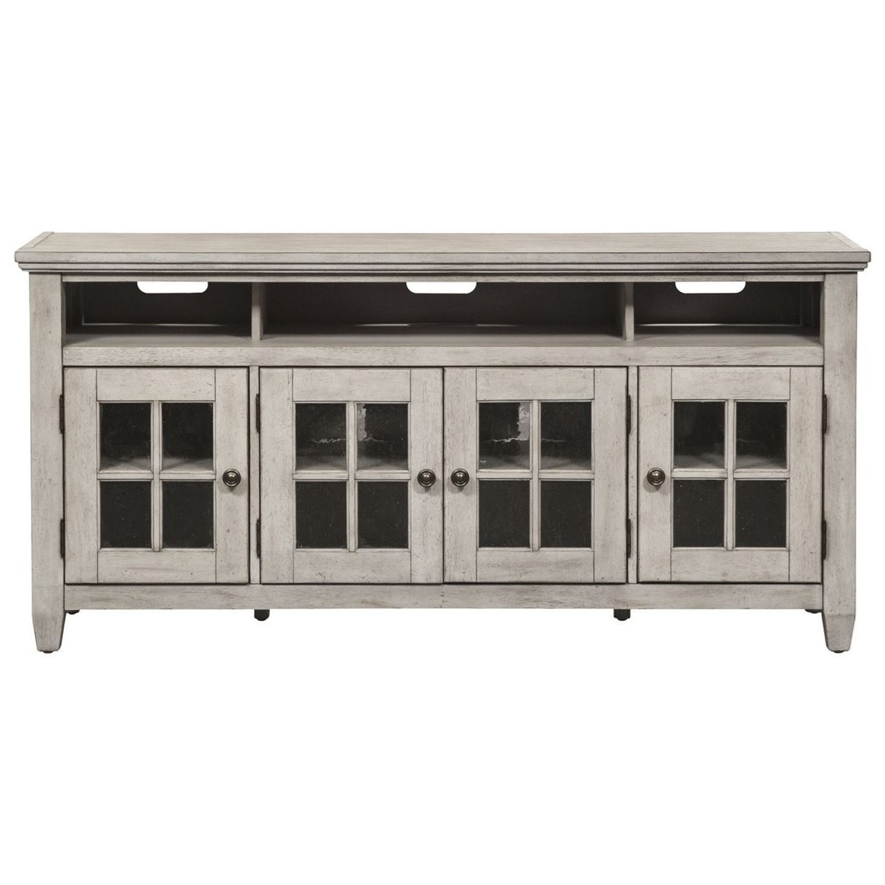 threshold media stand white oak finish