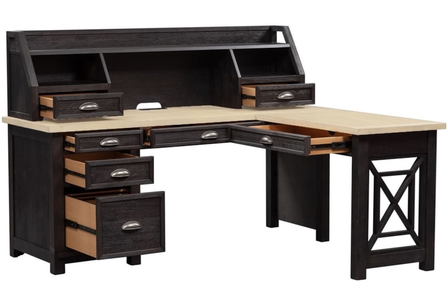 Heatherbrook Transitional L Shaped Desk With Hutch Rotmans Heatherbrook Transitional L Shaped Desk