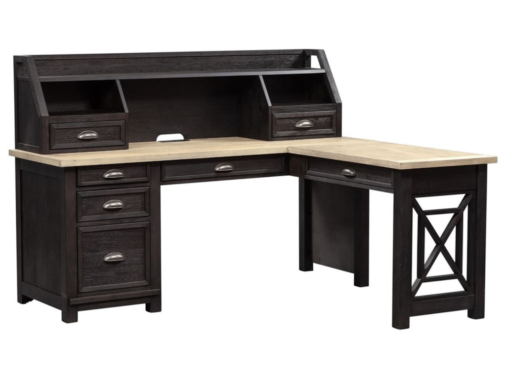 Vendor 5349 Heatherbrook Transitional L Shaped Desk With Hutch