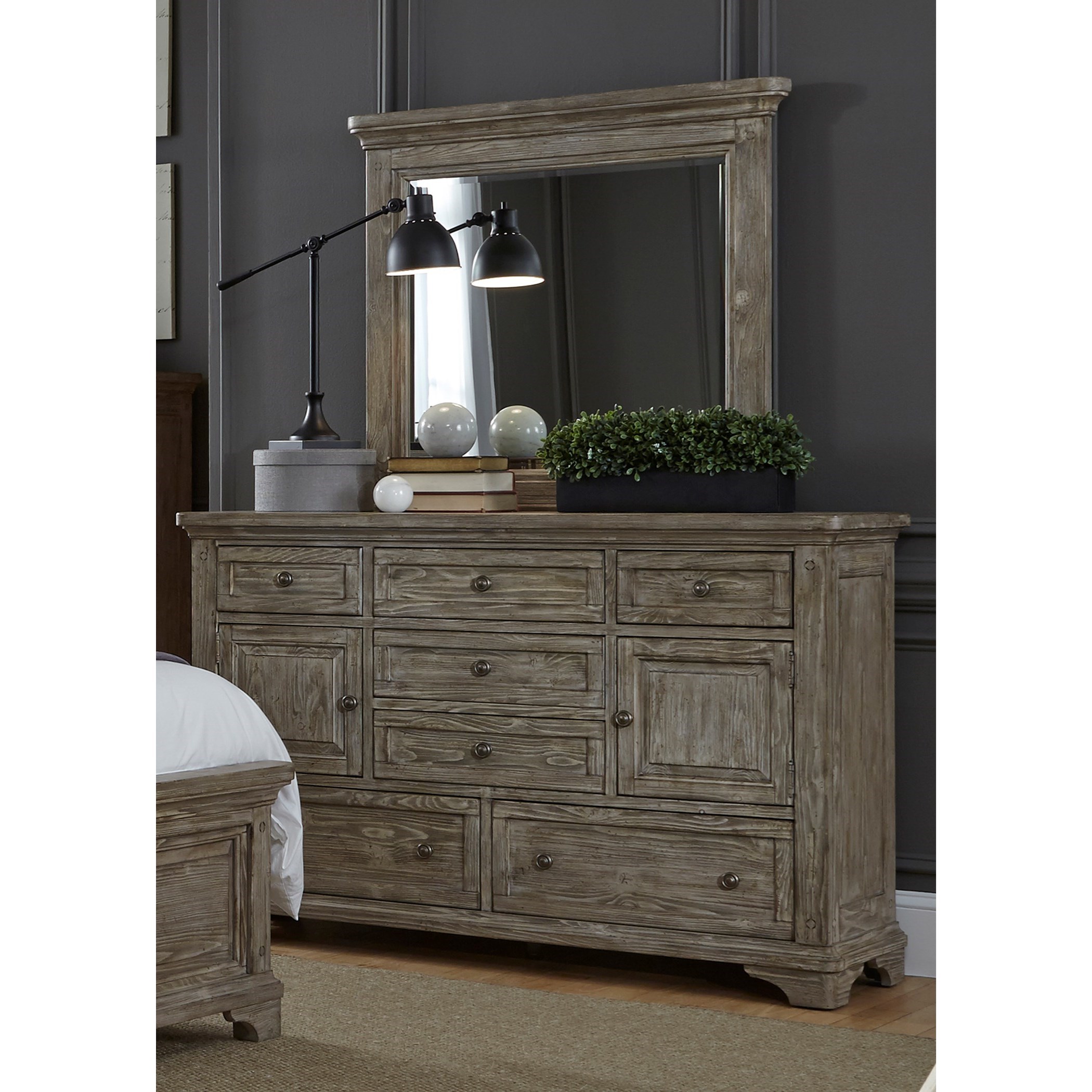 Liberty Furniture Highlands 7 Drawer Dresser Mirror With Wood