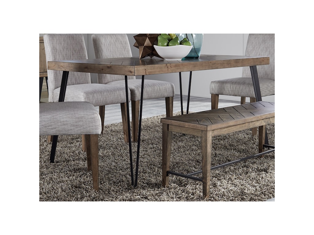 Liberty Furniture Horizons Contemporary Rectangular Leg Dining Table With Angled Metal Tube Legs Royal Furniture Dining Tables