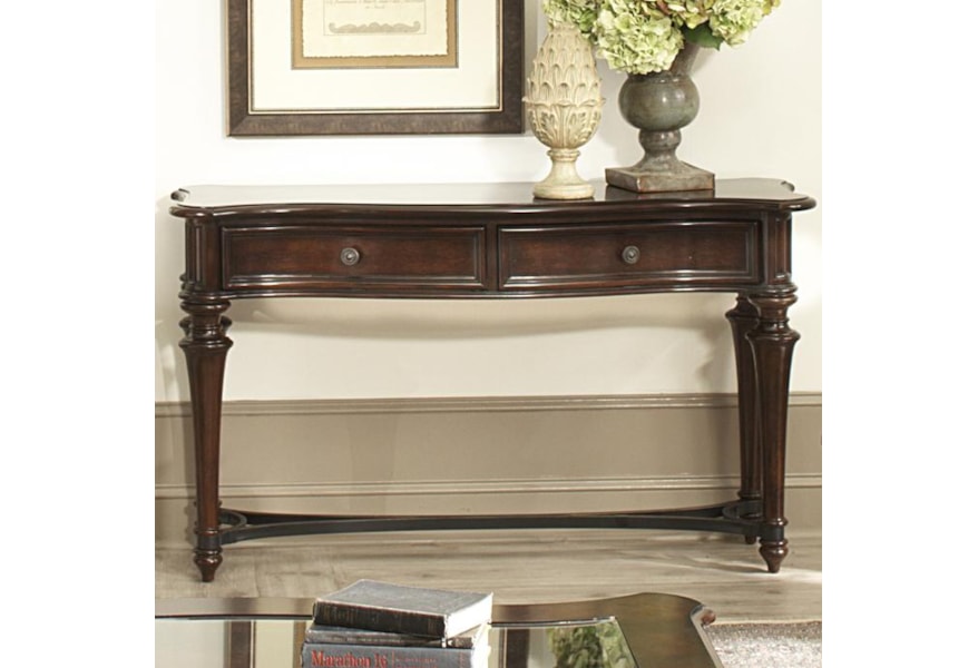 Kingston Plantation Sofa Table With Two Drawers And Metal