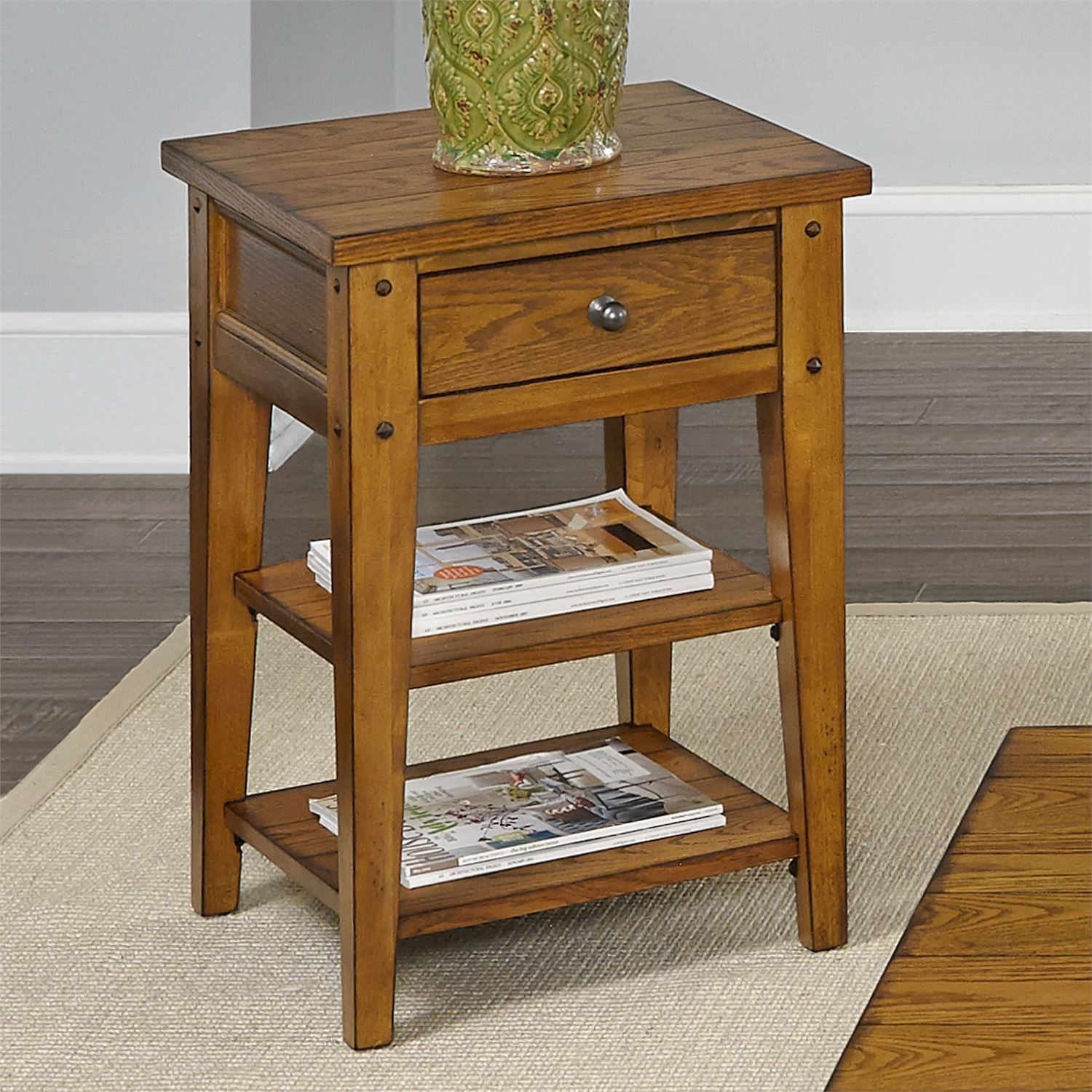 Medium Brown 18 x 18 x 26 Liberty Furniture Industries Lake House Chair Side Table