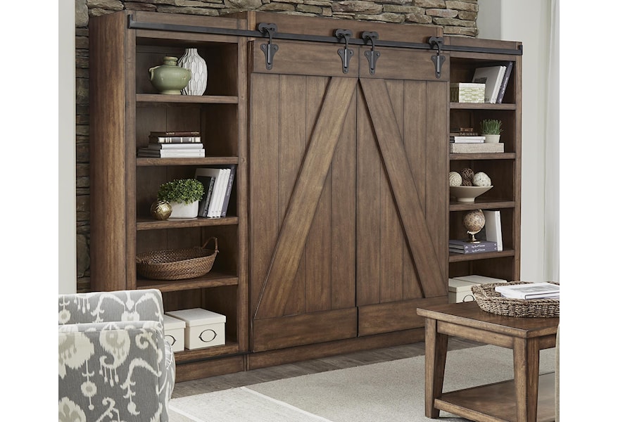 Willow Creek Entertainment Center With Piers And Sliding Barn