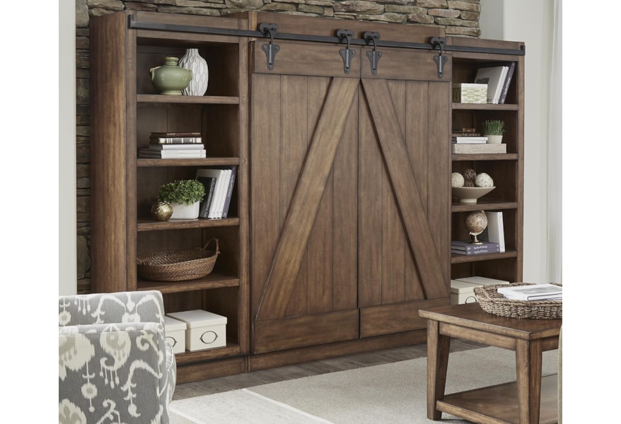 Willow Creek Entertainment Center With Piers And Sliding Barn Willow Creek Entertainment Center With