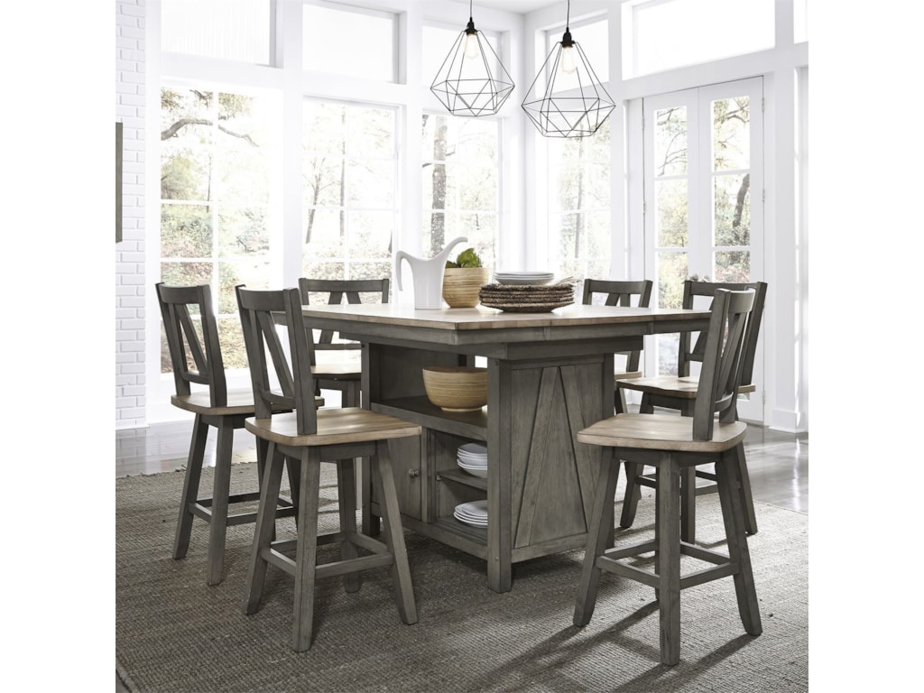 Lindsey Farm Transitional Two Toned 7 Piece Gathering Table Set By Freedom Furniture At Ruby Gordon Home