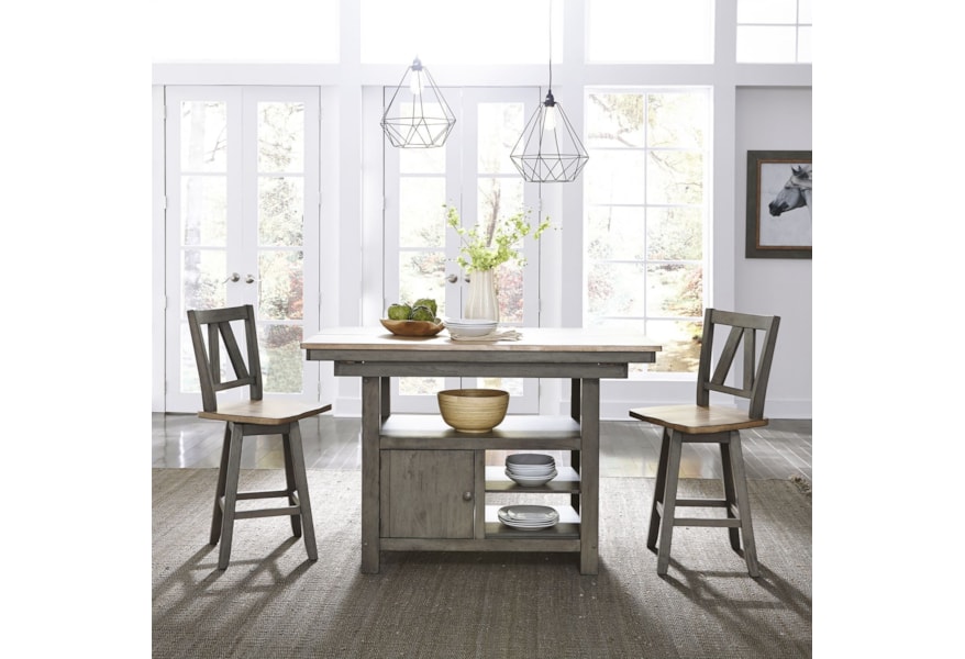 Liberty Furniture Lindsey Farm Transitional Two Toned Kitchen Island With Butterfly Leaf Johnny Janosik Kitchen Islands