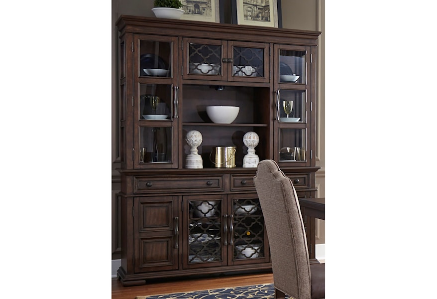 Liberty Furniture Lucca Traditional Buffet With Hutch With Open Metal Grid Doors Wayside Furniture Buffets