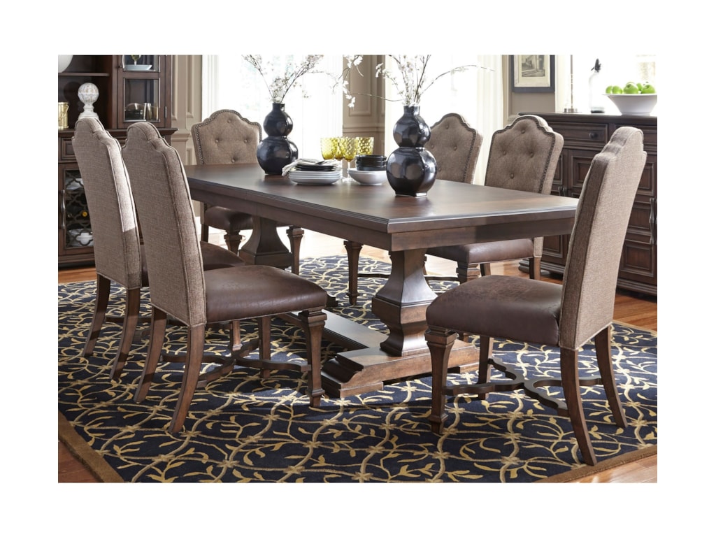 Liberty Furniture Lucca Formal 7 Piece Two Pedestal Table And Upholstered Chair Set Wayside Furniture Dining 7 Or More Piece Sets