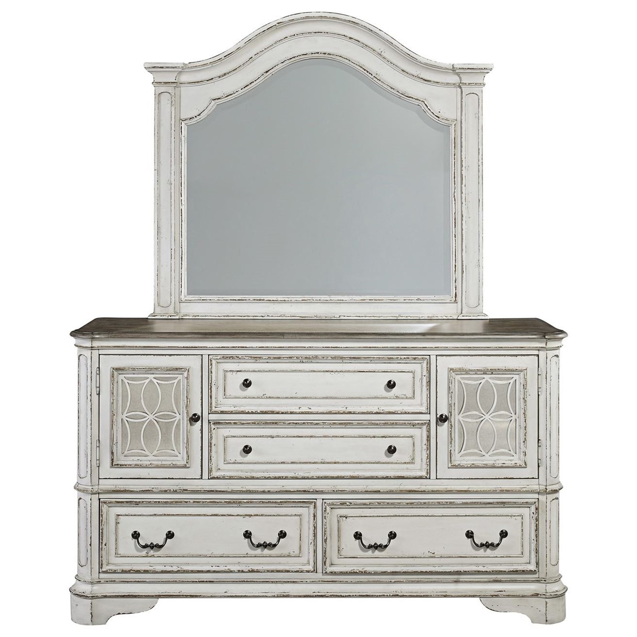 East Brooke Magnolia Manor Arched Dresser Mirror With Wood Frame Sprintz Furniture Dresser Mirrors