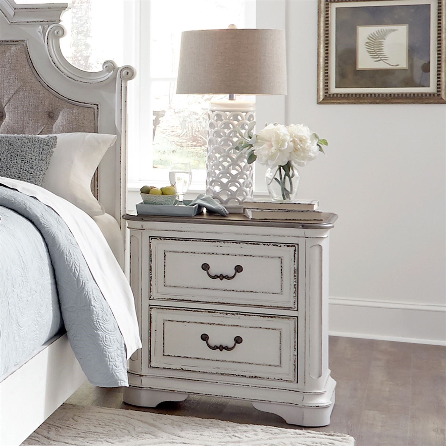 Liberty Furniture Magnolia Manor 244 Br61 2 Drawer Nightstand With Top Felt Lined Drawer Hudson S Furniture Nightstands