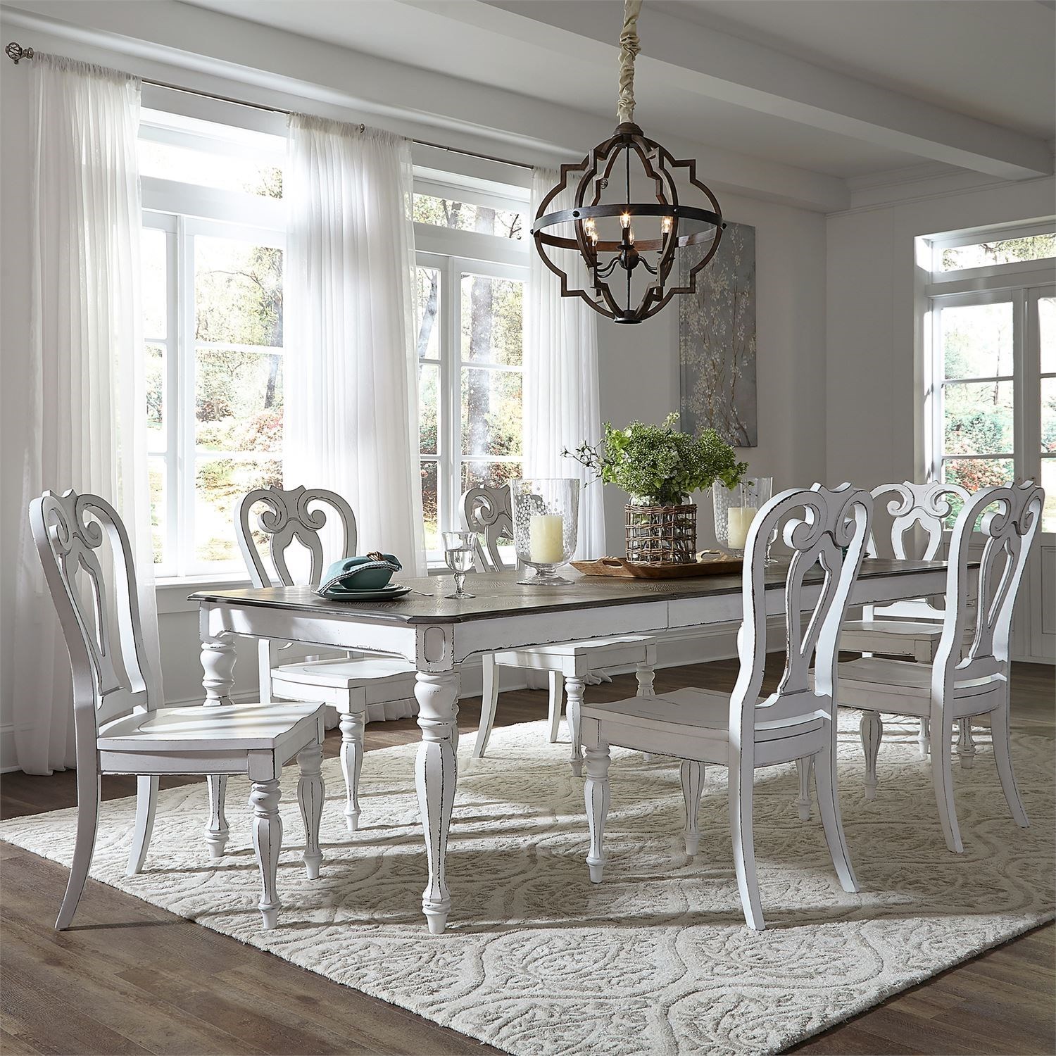 Liberty Furniture Magnolia Manor Dining Opt 7 Piece Rectangular Table Set With Leaf Reeds Furniture Dining 7 Or More Piece Sets