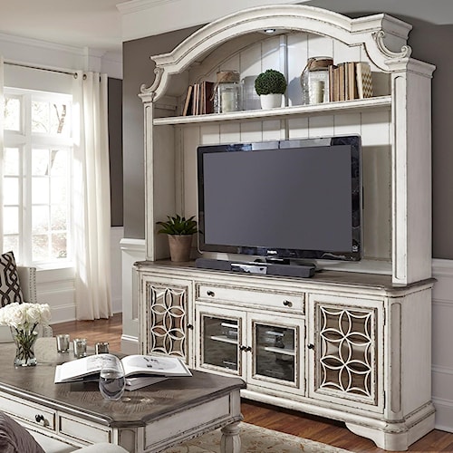 liberty furniture magnolia manor entertainment center with glass