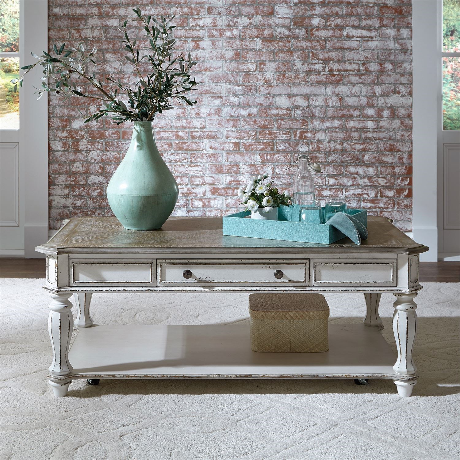 Liberty Furniture Magnolia Manor Rectangular Cocktail Table With Casters Wayside Furniture Cocktail Coffee Tables