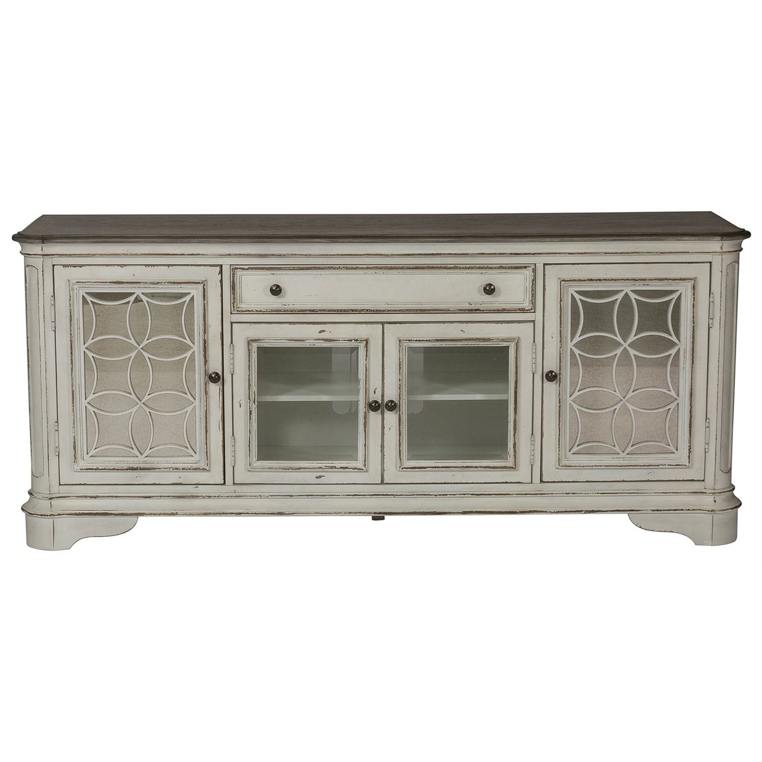threshold media stand white oak finish