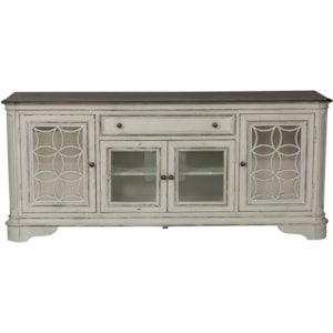 Vendor 5349 Magnolia Manor 244 Tv74 Entertainment Tv Stand With Glass Doors Becker Furniture Tv Stands