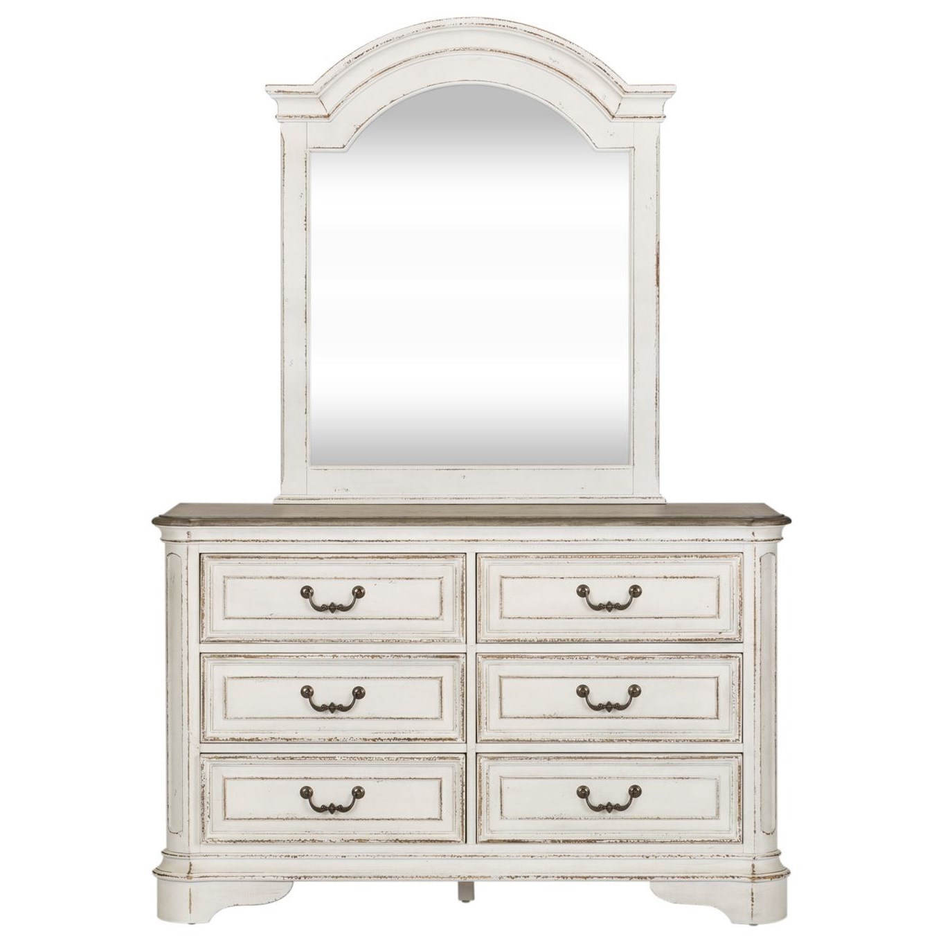 Liberty Furniture Magnolia Manor Traditional 6 Drawer Dresser And Mirror Royal Furniture Dresser Mirror Sets