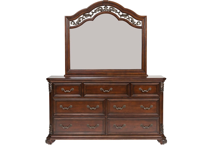 Liberty Furniture Messina Cherry Traditional 7 Drawer Dresser And