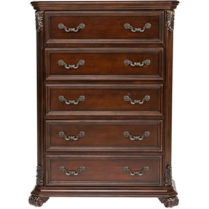 Liberty Furniture Messina Cherry Classic 5 Drawer Bedroom Chest Standard Furniture Drawer Chests