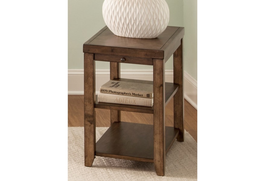 Liberty Furniture Mitchell Occasional Contemporary Chairside Table With Pull Out Shelf Rooms For Less End Tables