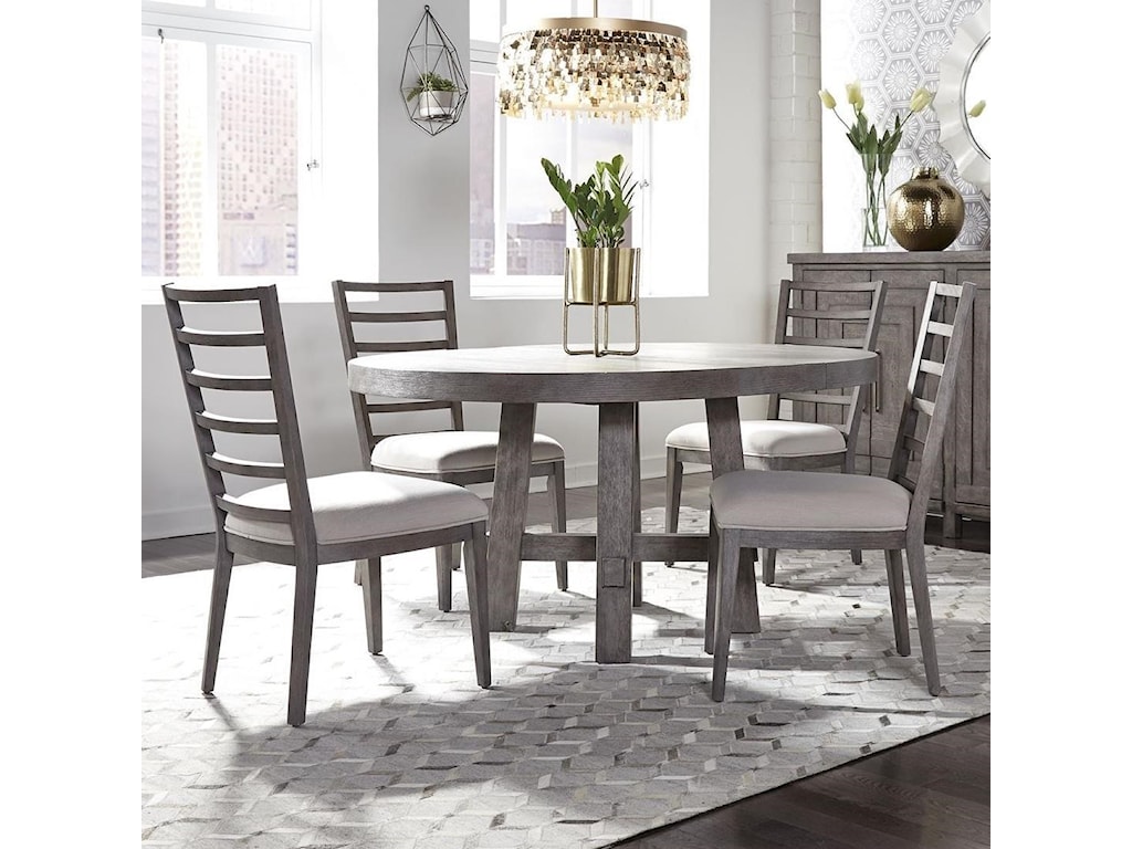 Liberty Furniture Modern Farmhouse 5 Piece Round Table And Chair Set Royal Furniture Dining 5 Piece Sets