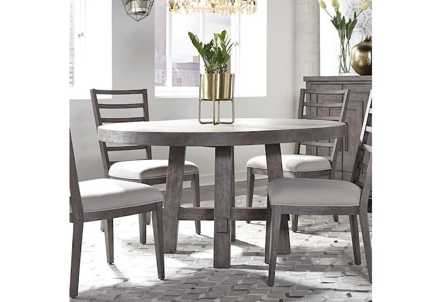 Liberty Furniture Modern Farmhouse 406 Dr Ros Contemporary Round Dining Table With 12 Removable Leaf Northeast Factory Direct Kitchen Tables