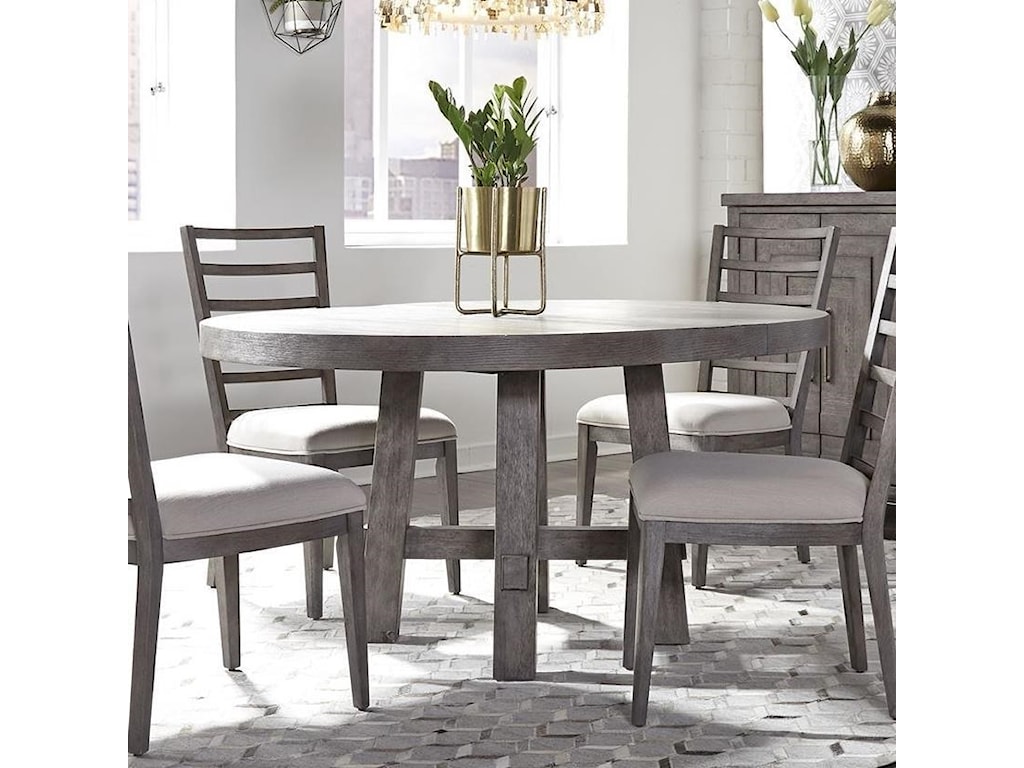 Liberty Furniture Modern Farmhouse Contemporary Round Dining Table With 12 Removable Leaf Wayside Furniture Kitchen Tables