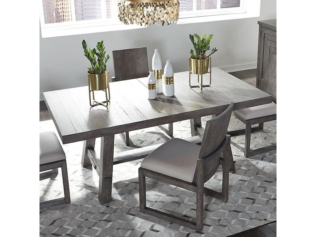 Liberty Furniture Modern Farmhouse Contemporary Trestle Table With 20 Removable Leaf Wayside Furniture Dining Tables