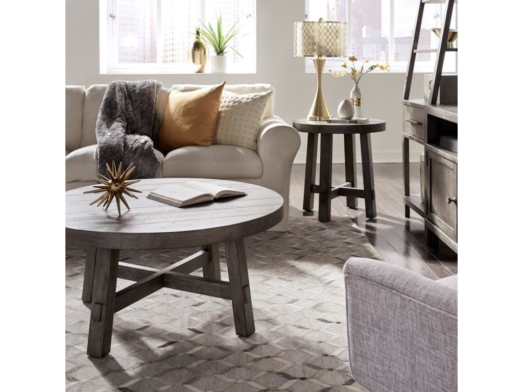 picture Round Modern Farmhouse Coffee Table modern farmhouse splay leg round cocktail table