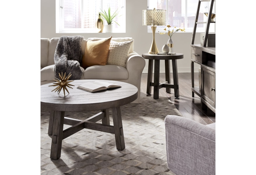 Liberty Furniture Modern Farmhouse 406 Ot1024 Contemporary Splay Leg Round End Table Hudson S Furniture End Tables