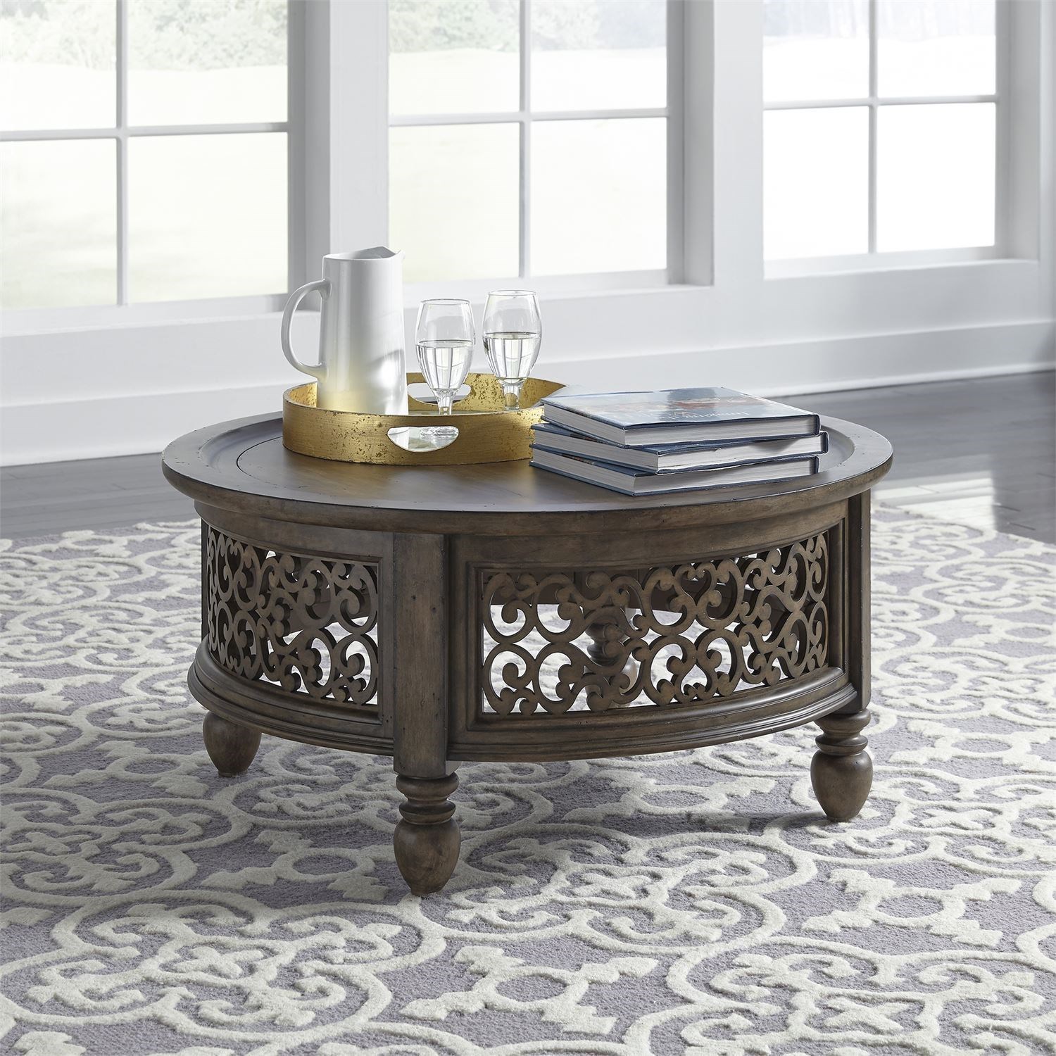 threshold steel gray traditional coffee table