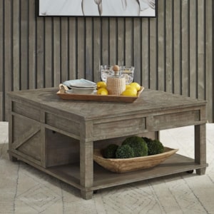 Liberty Furniture Parkland Falls Rustic Square Lift Top Cocktail Table With Shelf Standard Furniture Cocktail Coffee Tables