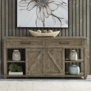 Liberty Furniture Parkland Falls Rustic Sofa Table With 2 Drawers And Sliding Doors Standard Furniture Sofa Tables Consoles