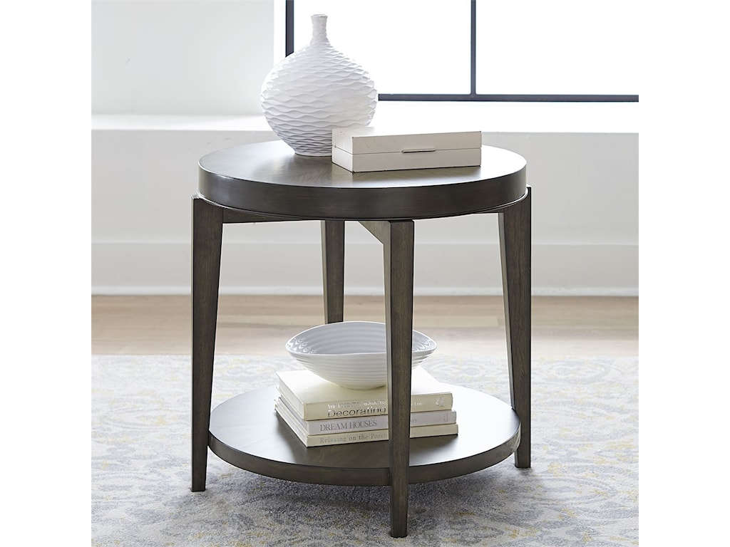Liberty Furniture Penton Contemporary Round End Table With Bottom Shelf Royal Furniture End Tables