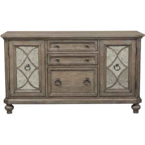 Liberty Furniture Simply Elegant Cottage Credenza With Antiqued Mirrored Doors Zak S Home Storage Credenzas