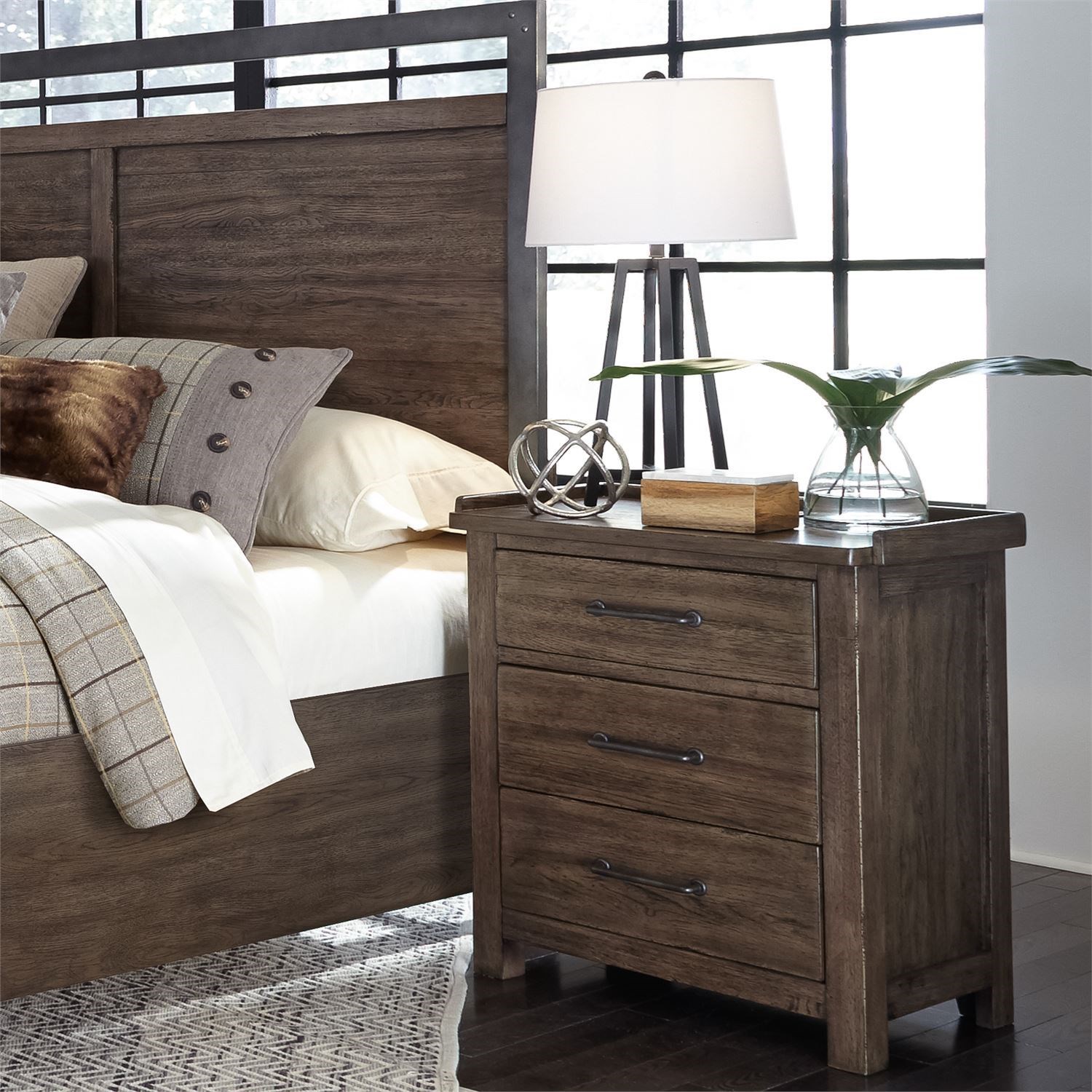 Liberty Furniture Sonoma Road Contemporary 3 Drawer Night Stand With Charging Station Royal Furniture Nightstands