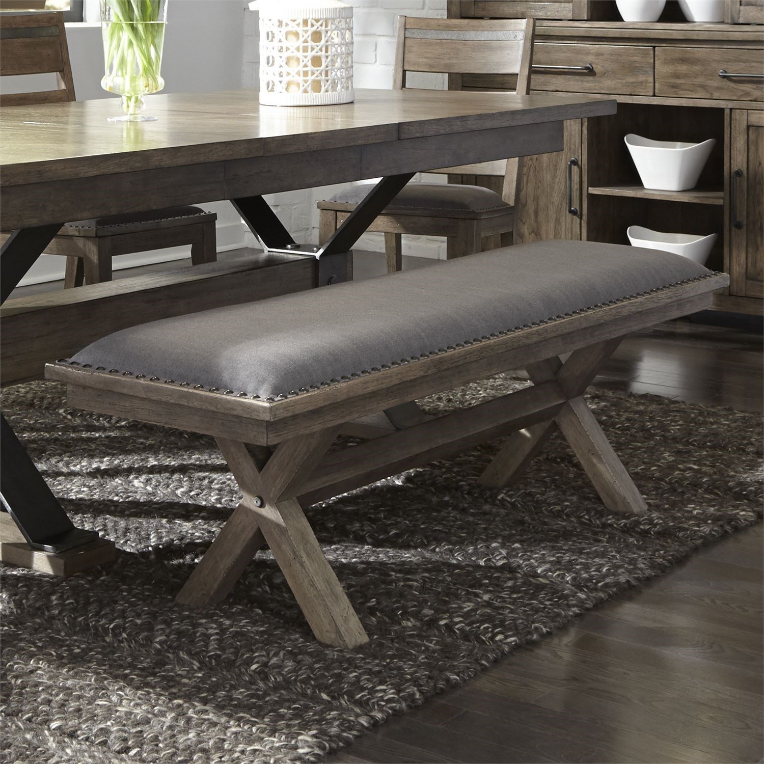Liberty Furniture Sonoma Road Contemporary Upholstered Dining Bench Novello Home Furnishings Dining Benches