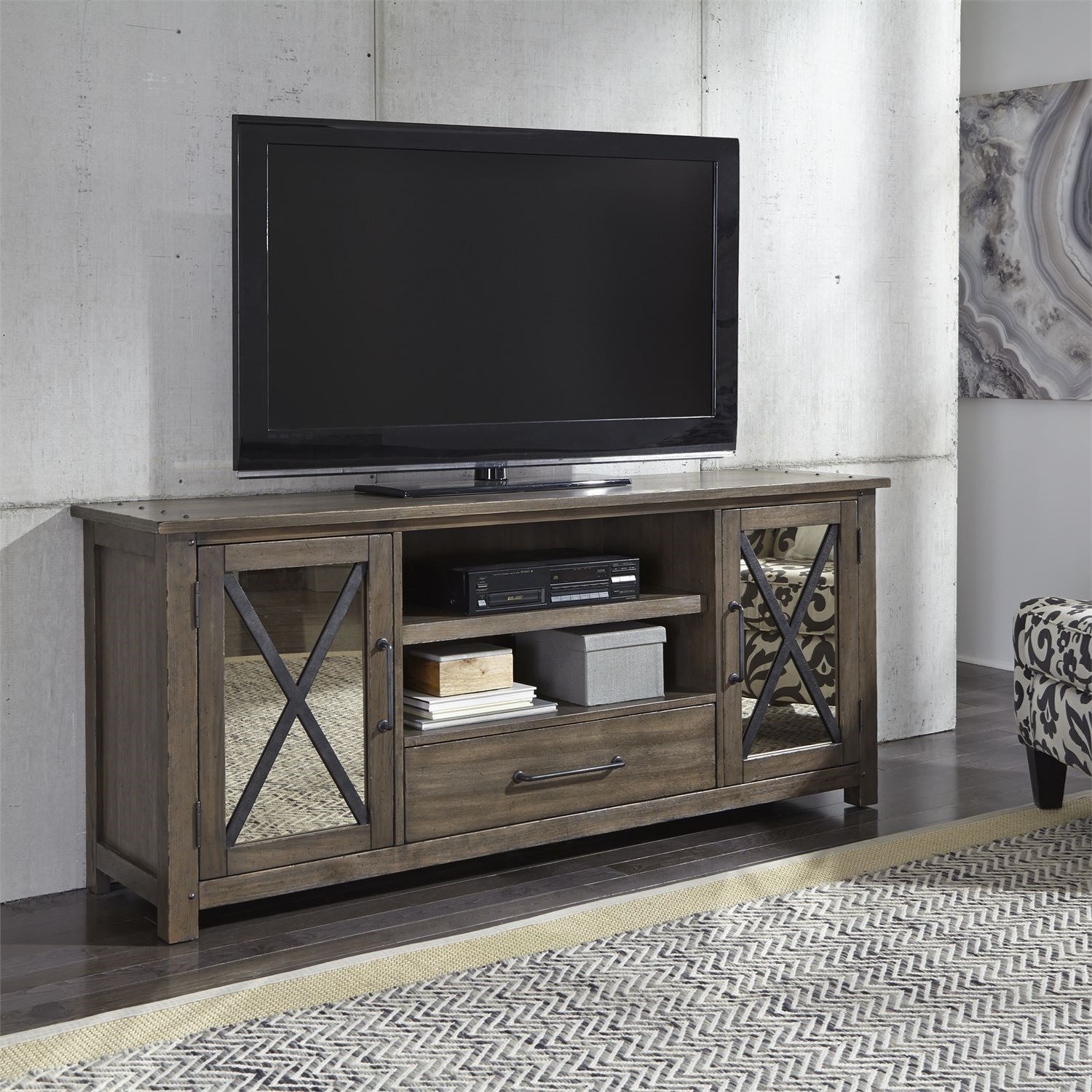 Liberty Furniture Sonoma Road Contemporary Tv Stand With Mirrored