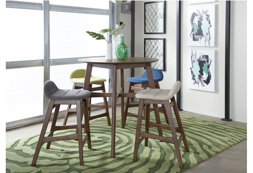 Liberty Furniture Space Savers Mid Century Modern 5 Piece Gathering Table Set With Upholstered Seating Standard Furniture Pub Table And Stool Sets