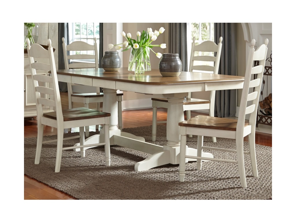 Liberty Furniture Springfield Dining 5 Piece Double Pedestal Table